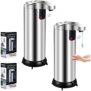 2Pcs Automatic Soap Dispenser Touchless, Infrared Sensor Activated, Hands-Free Liquid Soap Dispenser for Kitchen & Bathroom, Touch-Free Foaming