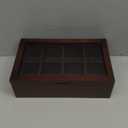 Alsonerbay Wooden Tea Box Tea Bag Holder Kitchen Storage Chest Box for Spice Pouches and Sugar Packets with 8 Compartments and Glass Window Walnut