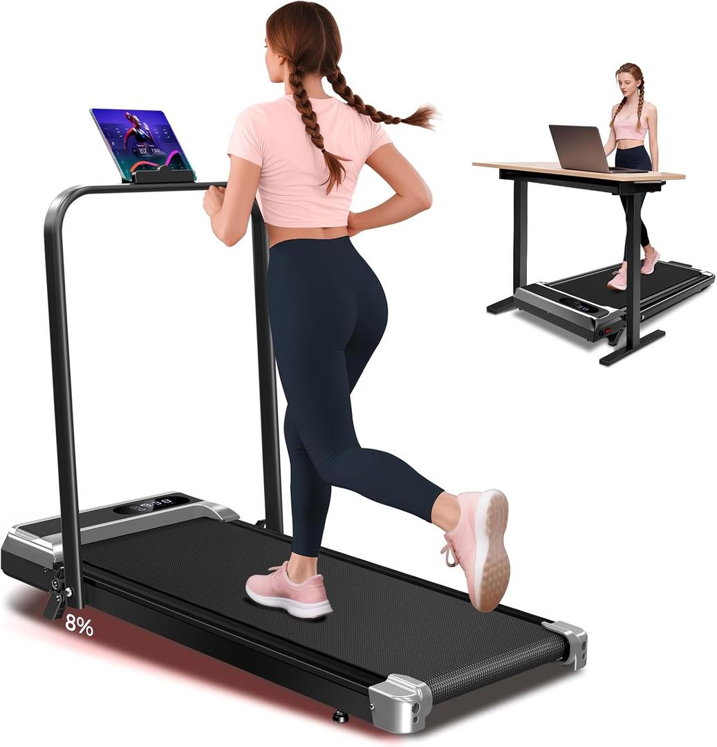Walking Pad Treadmill with 8% Incline,Foldable Treadmills for Home and Office, 3.0 HP Quiet Walking Pad Treadmill with Walking Pad with Handle 350 LBS Capacity.