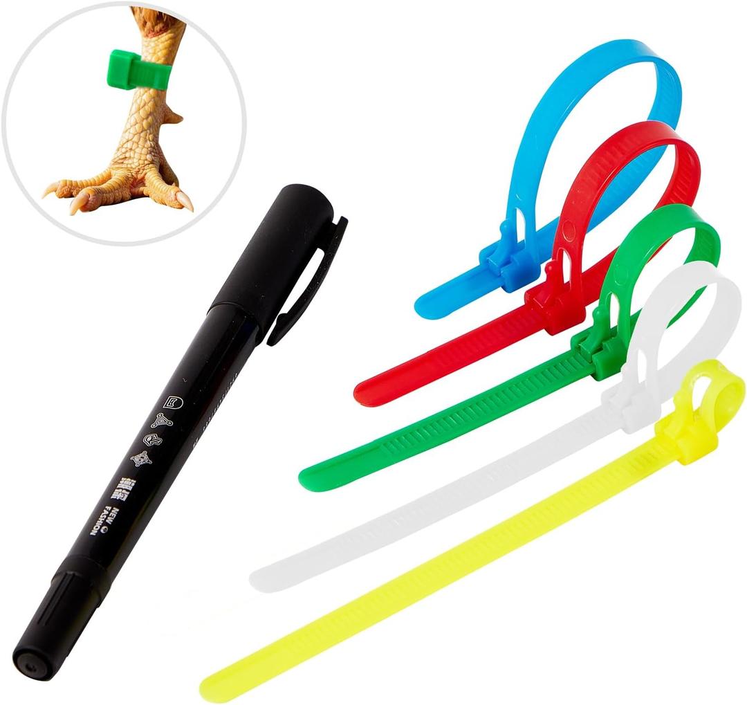 100Pcs Adjustable Chicken Leg Bands (0.41.5 Leg Diameter), Fade-Proof Custom ID Tags for Breeding & Tracking, Permanent Marker Friendly, Secure & Comfortable Wear for Ducks, Geese, Pigeons