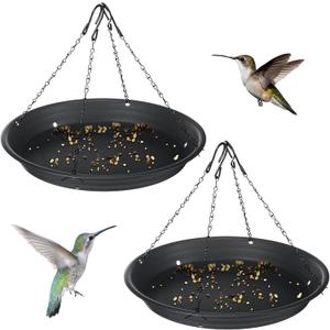 Briwooody 2 Sets 12.8'' Bird Seed Catcher Tray Platform Bird Feeder Large Hanging Tray Fits Most Feeders Catches Most Falling Seed and Husk Outdoor Yard Garden Backyard for Attracting Birds, Black