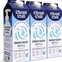 Cleancult Dish Soap Liquid Refill (32oz, 3 Pack) - Plant Based Cleaning Power - Dish Soap that Cuts Grease & Grime - Free of Harsh Chemicals - Uses 90% Less Plastic - Fresh Rain