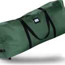 ZOBER 600D Oxford Fabric Rolling Christmas Tree Storage Bag - Fits 7.5 Ft Artificial Trees - Waterproof Christmas Tree Bag For Storage Box For Xmas, Durable Handles and Wheels - Card Slot - Green