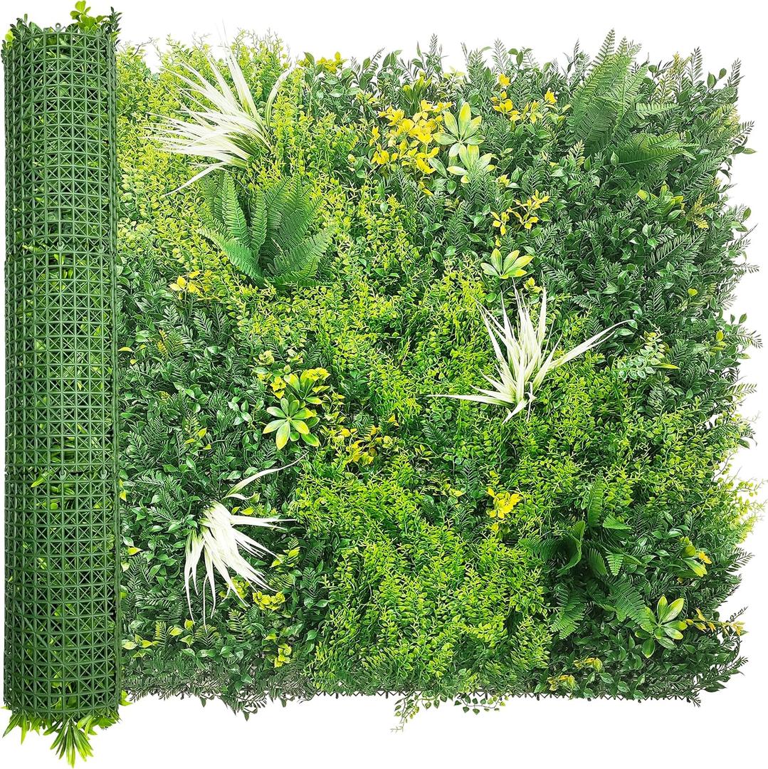 ODTORY Artificial Grass Wall Boxwood Panels: 40" x 120" (33.5 sqft) Greenery Ivy Privacy Fence Faux Backdrop with UV Protection Vine Leaf Hedge for Garden Covering,Outdoor Indoor Home Decor