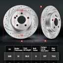 Rear Brake Kit, Drilled & Slotted Brake Rotors and Pads Compatible with 2012-2020 Dodge Grand Caravan, Journey, 2012-2016 Chrysler Town & Country 328mm (12.91in) Brake Disc