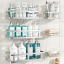 Youvip Shower Caddy 6 Pack, Adhesive Shower Shelves with Soap Holder, No Drilling Rustproof Large Capacity Bathroom Organizers and Storage, Silver