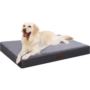 MIHIKK Waterproof Dog Bed Medium Size Dog Orthopedic Dog Beds for Crate with Removable Washable Cover Egg-Crate Foam Pet Pad Mat with Anti-Slip Bottom, 35x22 Inch, Grey
