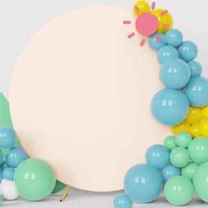 Fomcet 6.6FT Round Backdrop Cover Beige Wedding Arch Cover for Circle Balloon Arch Frame Arch Backdrop Cover Fabric for Wedding Birthday Party Baby Shower Decoration