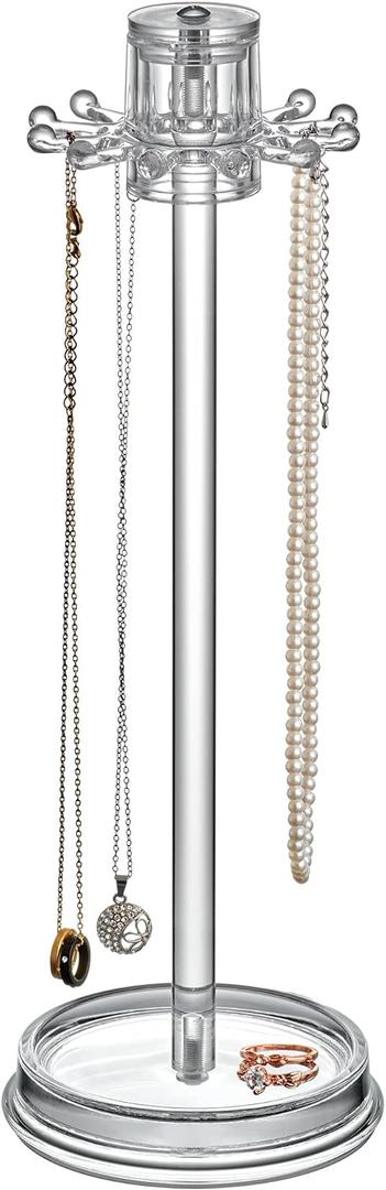 Amazing Abby - Temptation - Necklace Holder Stand with Spinning Hook Design, Jewelry Organizer Stand, Bracelet Tree Display, Perfect Storage Solution for Necklaces, Bracelets, Rings, and More
