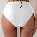 OYOANGLE Women's High Rise Swimsuit Bikini Bathing Suit Bottoms V Waisted Hipster Booty Swim Briefs (White, S)