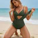 BMJL Womes One Piece Swimsuit Mesh Bathing Suit Tummy Control Swimsuits Plunge Bikini Tops 2025(M,Army Green)