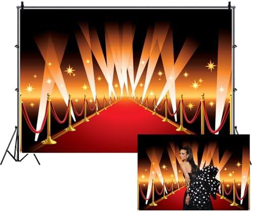 CSFOTO 10x8ft Red Carpet Backdrop for Photoshoot Movie Theater Movie Night Theme Birthday Party Decorative Background Banner VIP Red Carpet Event Backdrop Props