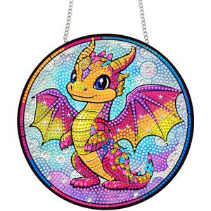 Bimkole Dinosaur Diamond Art Hanging Kit for Adult, DIY 5D Diamond Art Animal Window Pendant, Acrylic Crystal Art Hanging Ornament Home Wall Garden Front Door Sign Outdoor Decor 7.8x7.8 Inch
