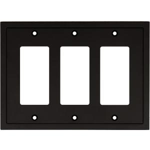 Henne Bery Modern Edge Decorative Wall Plate Switch Plate Outlet Cover, Durable Solid Zinc Alloy (Triple Decorator, Matte Black)