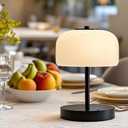 Oneach 9" Small Portable Cordless Table Lamp, 3-Way Dimmable Touch Rechargeable Battery Powered Mushroom Lamp Bedroom Dining Table Living Room Shelf Decor, Black