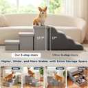 3-Step Wide Dog Stairs with Hidden Storage 18" H, Non-Slip Dog Steps for High Bed Couch Window Car, Jiont-Friendly Pet Stairs Ramp for Small/Medium/Large Old Dogs Cats Up to 200lbs, Grey