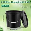 Tioncy 10 Pcs 2 Gallon Plastic Bucket with Lid Heavy Duty 2 Gallon Bucket Pail with Lid Handle for Storage Container Home Household Cleaning (Black)