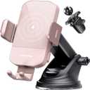 Wireless Car Charger, 15W Fast Charging Auto Clamping Car Charger Phone Mount Phone Holder fit for iPhone 15 14 13 12 11 Pro Max Xs, Samsung Galaxy S24 Ultra S23 S22 S21, S20, S10+, Pink