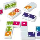 Melissa & Doug Dominoes Tabletop Game with 28 Colorful Tiles in Wooden Storage Box