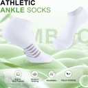 Ankle Socks for Women, 6/12 Pairs Bamboo Viscose Breathable Cushioned Moisture Wicking Athletic Running Casual Low Cut Socks, White 8-11