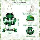 St Patricks Day Decorations St Patricks Day Wreath Shamrock Door Decorations Wooden Buffalo Plaid Shamrock Wreaths for Front Door Hanger Lucky Welcome Sign for Porch Wall Indoor Home Decor