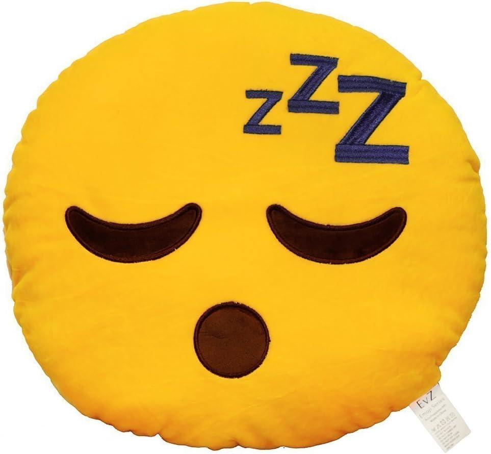 EvZ Emoji Sleeping Face Emoticon Cushion Stuffed Plush Soft Pillow, Official Certified, 32cm Yellow