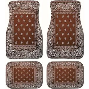 Car Floor Mats Non-Slip Automotive Floor Mats All-Weather Front Rear Car Floor Foot Mat Sets of 4 Pieces Foot Mats Rugs Carpet for Car Trucks SUV Sedans (Brown)