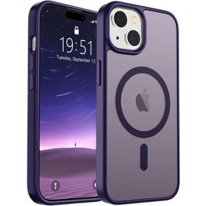SUPFINE Magnetic for iPhone 15 Case (Compatible with MagSafe) (Military Grade Drop Protection) Slim Translucent Matte Shockproof with Anti-Fingerprint Phone Case, Dark Purple