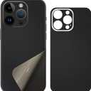 for iPhone 15 Pro Phone Sticker Skin Wrap Leather Strip 3M Ultra Thin Slim Ultralight Decal Glass Protector Film Protective for Back Camera Frame Black