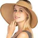Women Sun Visors Foldable Straw Hats Summer Beach Packable Hat Floppy Wide Brim Cap Deep Style, Adjustable Size