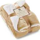NANPIPER Reversible Sherpa Flannel Blanket Super Soft Fuzzy Lightweight Fleece Microfiber for Bed/Couch (50"x60",Beige)