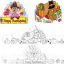 Thanksgiving Coloring Turkey Crowns Hats 24PCS Fall Thanksgiving Turkey Headbands Crafts for Kids