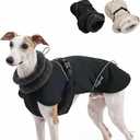 Adjustable Dog Coat with Harness Slot, Waterproof Fleece Lined Winter Jacket, Windproof Reflective Pet Vest for Cold Weather for Small Medium Large Dogs (Black, X-Large)