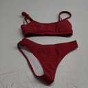 KerryKreey Two Piece Swimsuit for Women Push Up Bikini Top Tummy Control Bathing Suit High Cut Mid Rise Sporty Swimwear Teens, Red, M