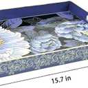 Serving Tray with Handles, 15.7 * 11.8 inches, Plastic Ottoman Tray with Exquisite Paintings, Trays for Coffee Table