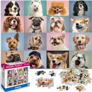 Pieces Square Jigsaw Puzzles for Kids 3+ Pop Art Animals Pet Theme Cat and Dog Classic Challenge Puzzle Toys (Dogs)