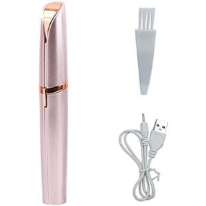 USB Rechargeable Portable Electric Eyebrow Trimmer Pen for Women, Painless Precision Hair Remover, Safe Shaver Razor Tool for Face, Leg, Lip, Armpit, Hand (Rose Gold)