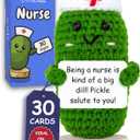 Nurse Gifts - Handmade Positive Pickle Crochet Doll with 30 Empowering Messages for Nurses - Funny RN Gifts, New Nurses Present for Women, Best Appreciation Presents for RN, Nico, CNA