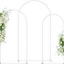 Wedding Arch Backdrop Stand Set of 3(7.3FT/6.6FT/6FT),Metal Balloon Arch for Wedding Ceremony Baby Shower, Outdoor Indoor Birthday Party,Garden Floral Arch Backdrop Stand Decoration, White