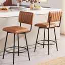 MILCIL Swivel Counter Height Bar Stools with Backs Set of 2 Farmhouse White, Size: 26'' x2