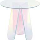 Iridescent Acrylic Side Table, Round Clear Coffee Table 17.7 Inch - Rainbow Colors End Table, Transparent Nightstand for Living Room, Bedroom, Office - Easy to Assemble Modern Accent Table