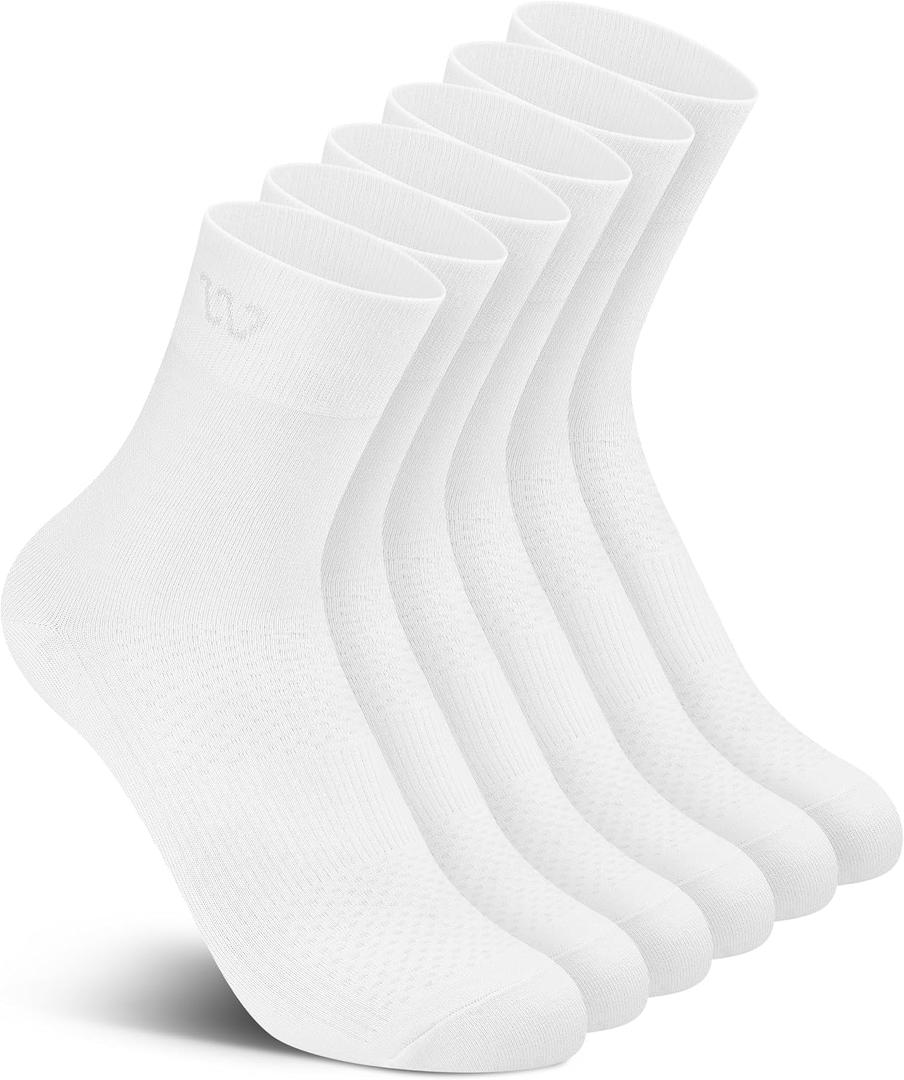 wernies Womens Crew Socks 6 Pairs - Essential Classic Ankle Socks, Soft Cotton for Everyday Comfort 5-9 White
