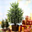 Geelin Sliver 100 Set Bead for Christmas Tree Pearl Ornaments for Christmas Tree Plastic Faux Pearls Garland Decorations with Green Hooks Bead Hanging Ornaments for Xmas Wedding Home Decor