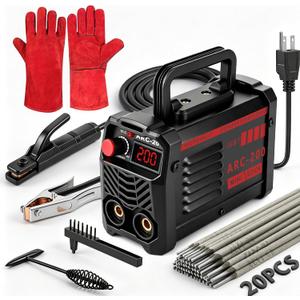 Hpoouo 200Amp 20PCS Rods Stick Welder, Super MINI Portable Welding Machine, IGBT Inverter Welder Machine 110V with Hot Start Arc Force Anti-Stick, for 1/16"-1/8" Rod ARC Welder, 2 Chip Hammers (Black)