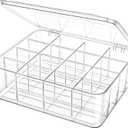 Adjustable Sock Underwear Drawer Organizer Dividers, 16 Grid Clear Tea Bag Holder with Lid, Removable Divided Tie Organizer Box, Plastic Storage Bin for Scarves Bras