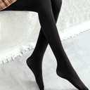 VERO MONTE Womens Opaque Fleece Lined Tights Colorful Warm Winter Thermal Tights (Black)