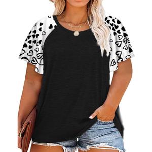 HDLTE Womens Plus Size Tops Floral Bell Sleeves Blouses Summer Crewneck Tunic Loose Casual T Shirts (4XL)