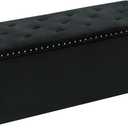 43.7 Inches Velvet Storage Ottoman Bench，Black, 43.7"D x 15.7"W x 15.7"H