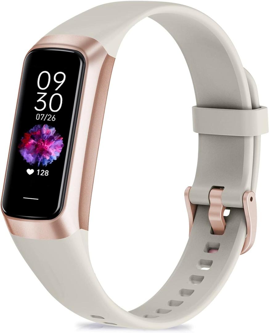 Zeacool Fitness Tracker with 24/7 Heart Rate, Blood Oxygen Blood Pressure Sleep Monitor, Activity Trackers 5 ATM Waterproof,Step Calorie Counter Pedometer Health Smart Watch for Women Men (Beige)