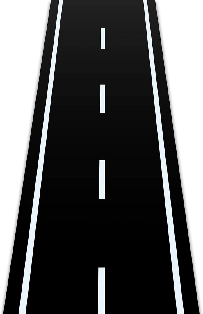 Racetrack Floor Running Black Racer Party Decoration Mat Road Table Runner Long Racetrack Tablecloth Drag for Party(Simple Style,32 ft X 4.5 ft)